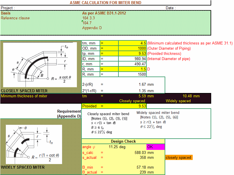 ASME CALCULATION FOR MITER BEND