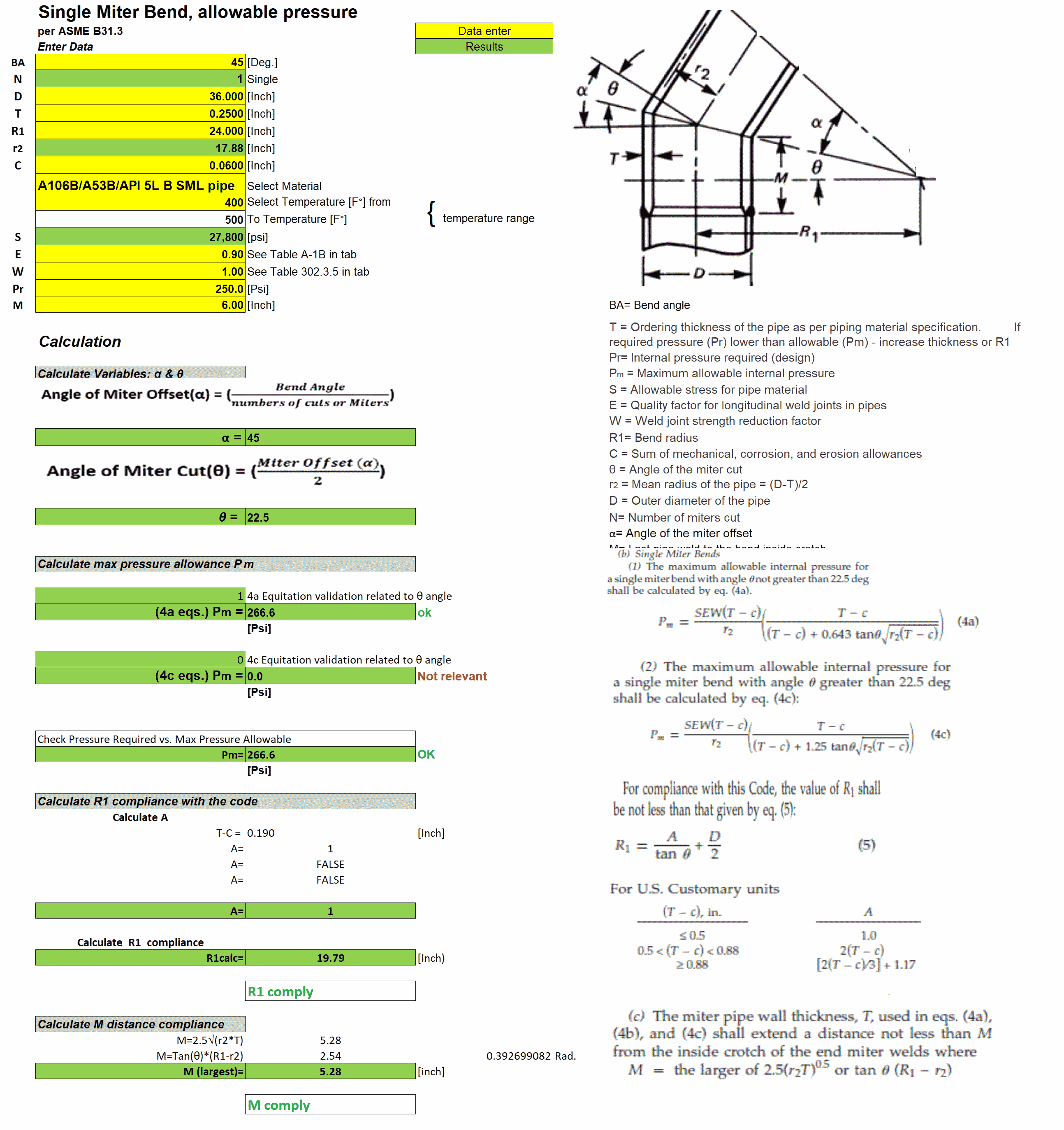 Single and Multi Miter Bend, max allowed pressure